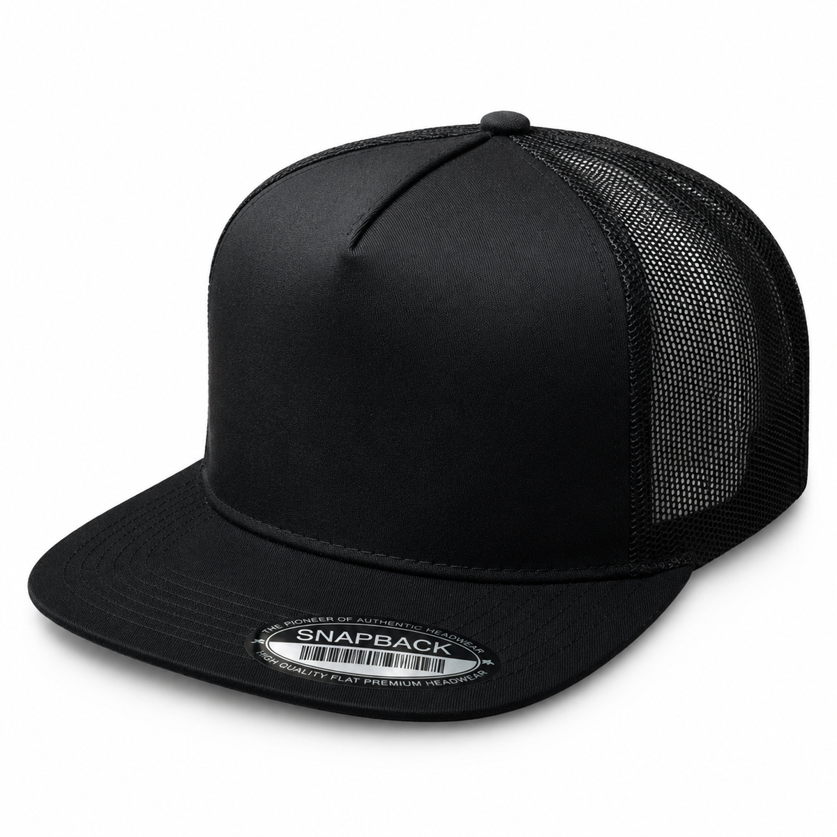5 Panel High Profile Flat Bill Mesh Trucker Cap #5PFM