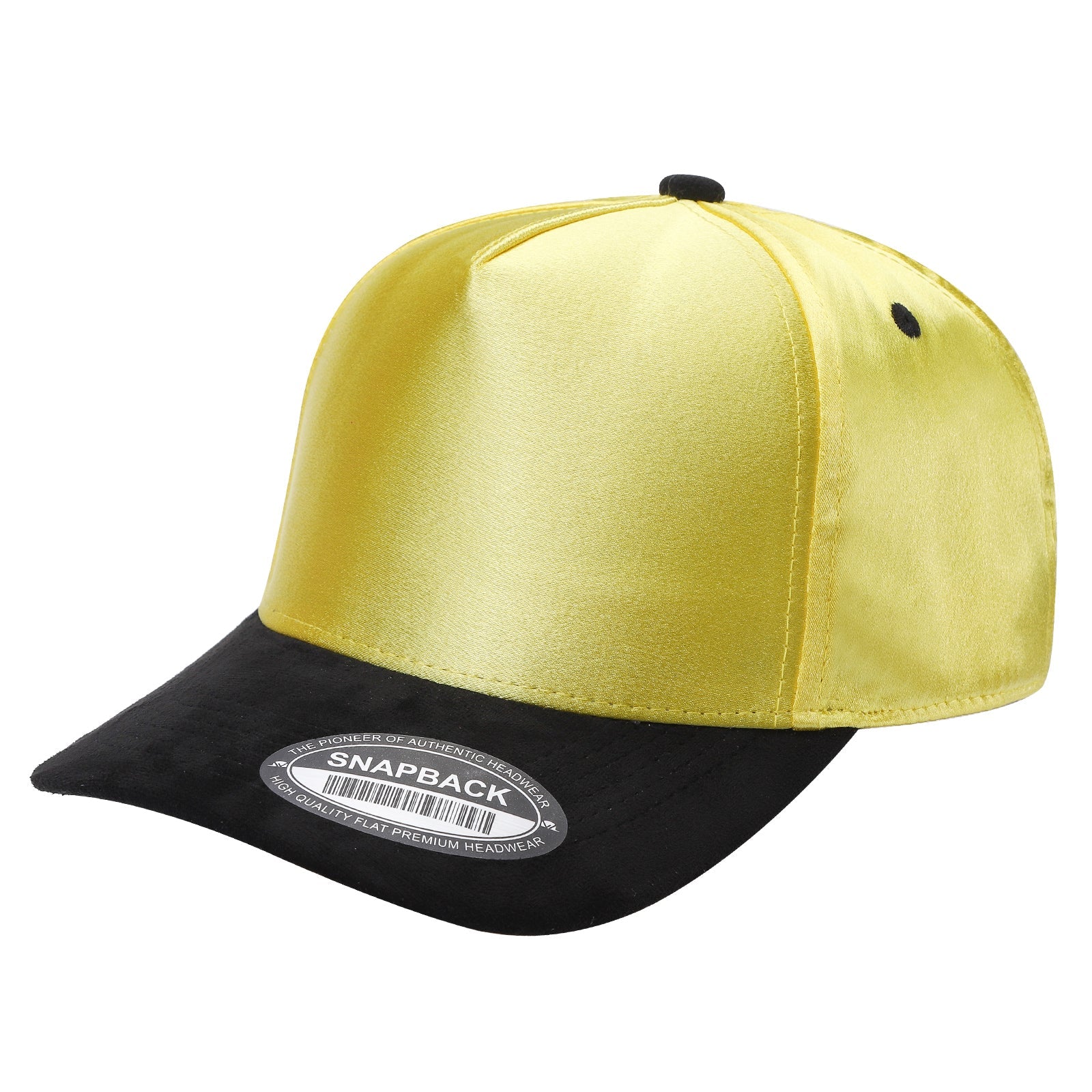 SATIN CROWN & SUEDE BILL 5PANEL SNAP BACK-PREPACK tcsts - TAN/GOLD - Burzip Wholesale