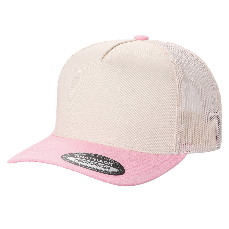 5panel Twillcrown Mesh Back Suede Bill Blank Caps Tcms - TAN/D.GREEN - Burzip Wholesale