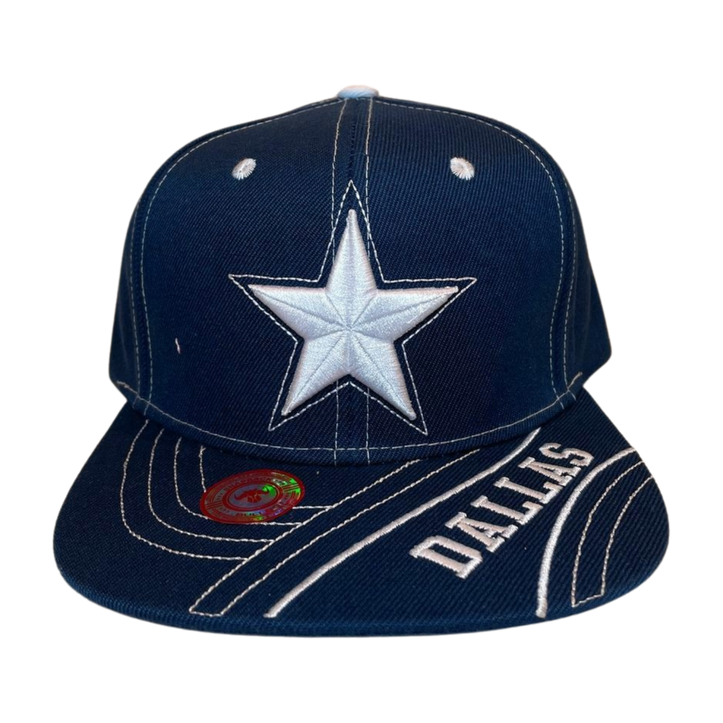 HP-DZ-STAR EMBROIDERY FLAT BILL SNAPBACK - DARK BLUE/DALLAS - Burzip Wholesale