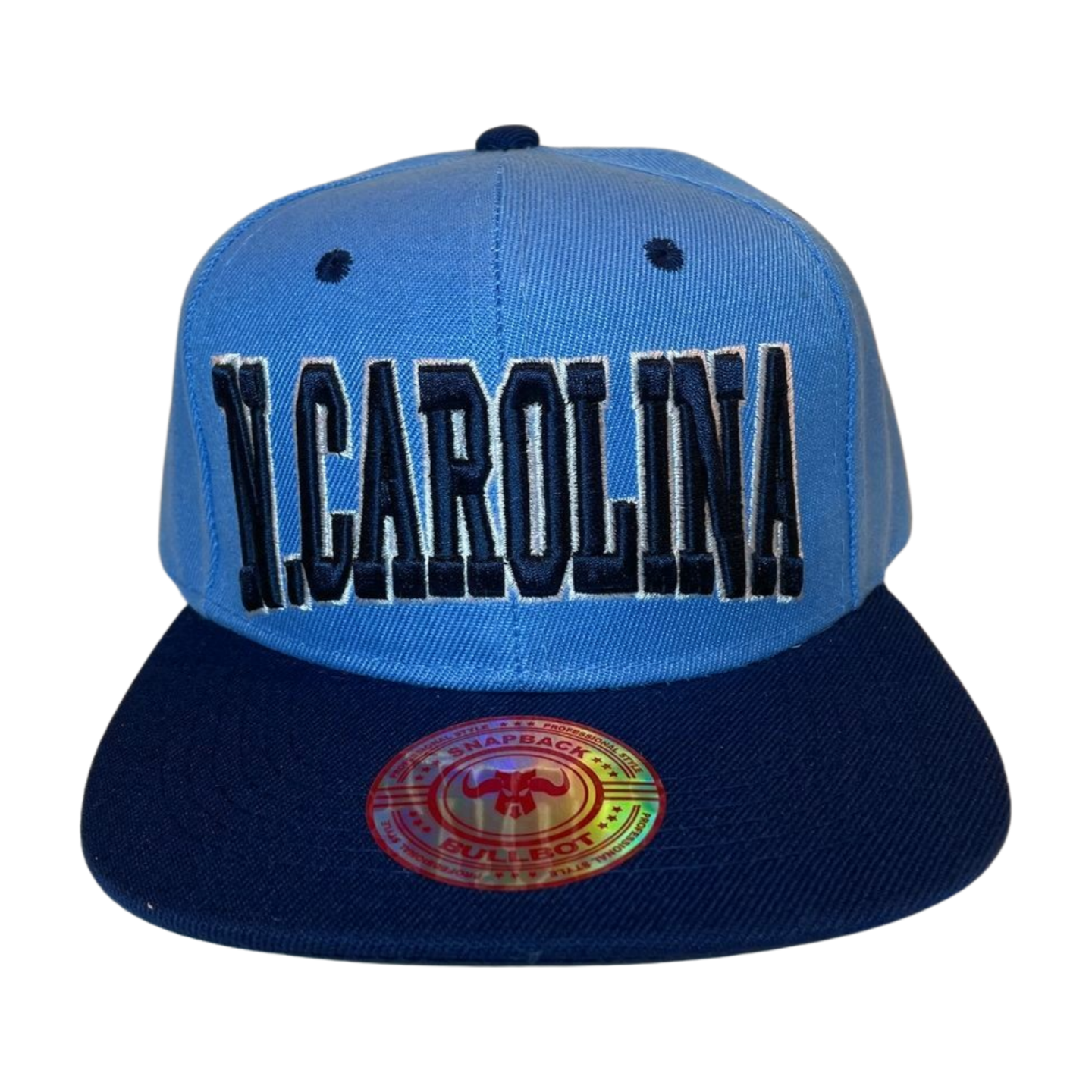 HP-DZ-NCAROLINA EMBROIDERY FLAT BILL SNAPBACK-$6 - BLUE/BLACK NC - Burzip Wholesale