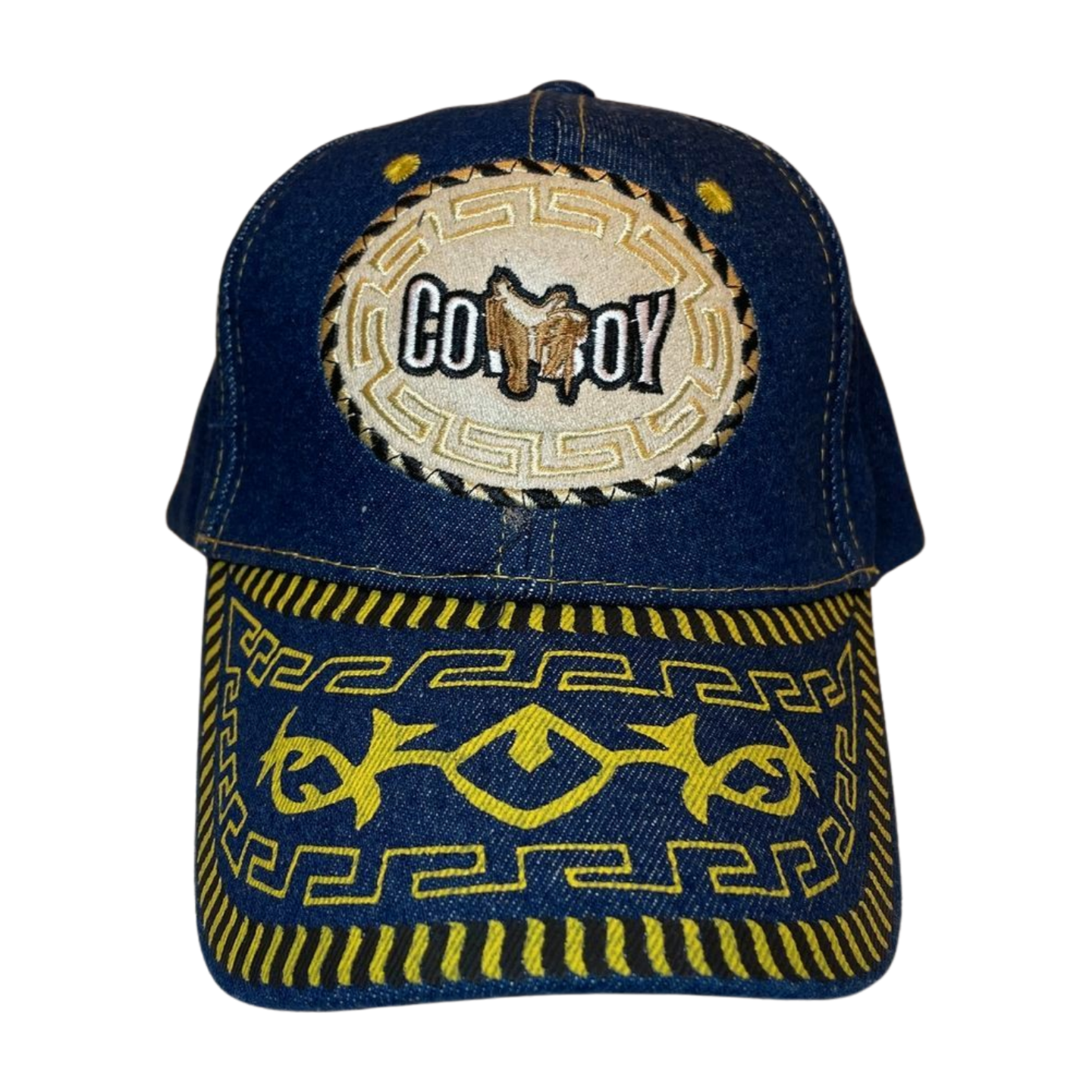 HP cowboy embroidery velcro ball cap - DENIM/BLUE - Burzip Wholesale