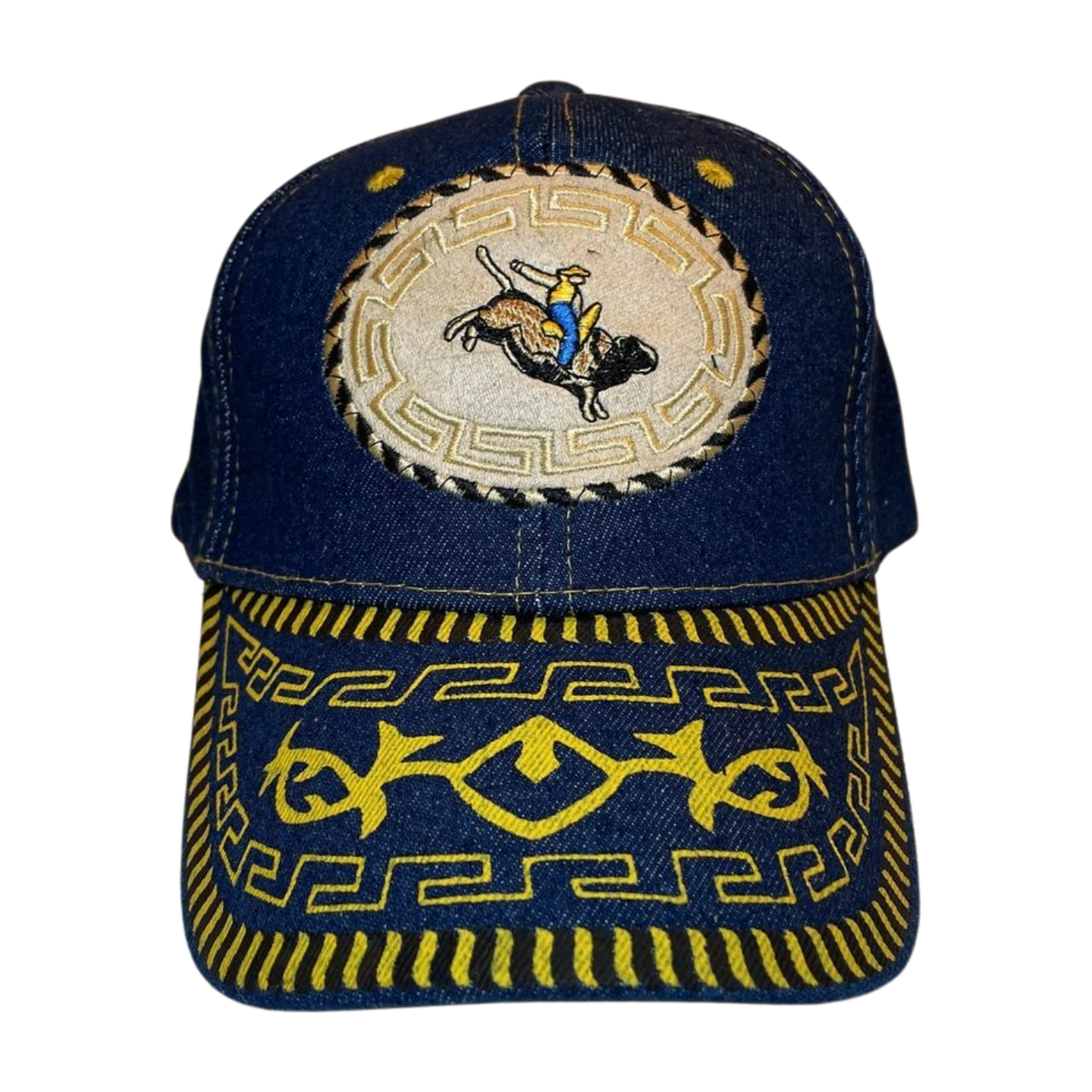 HP cowboy embroidery velcro ball cap - DENIM/BLUE2 - Burzip Wholesale