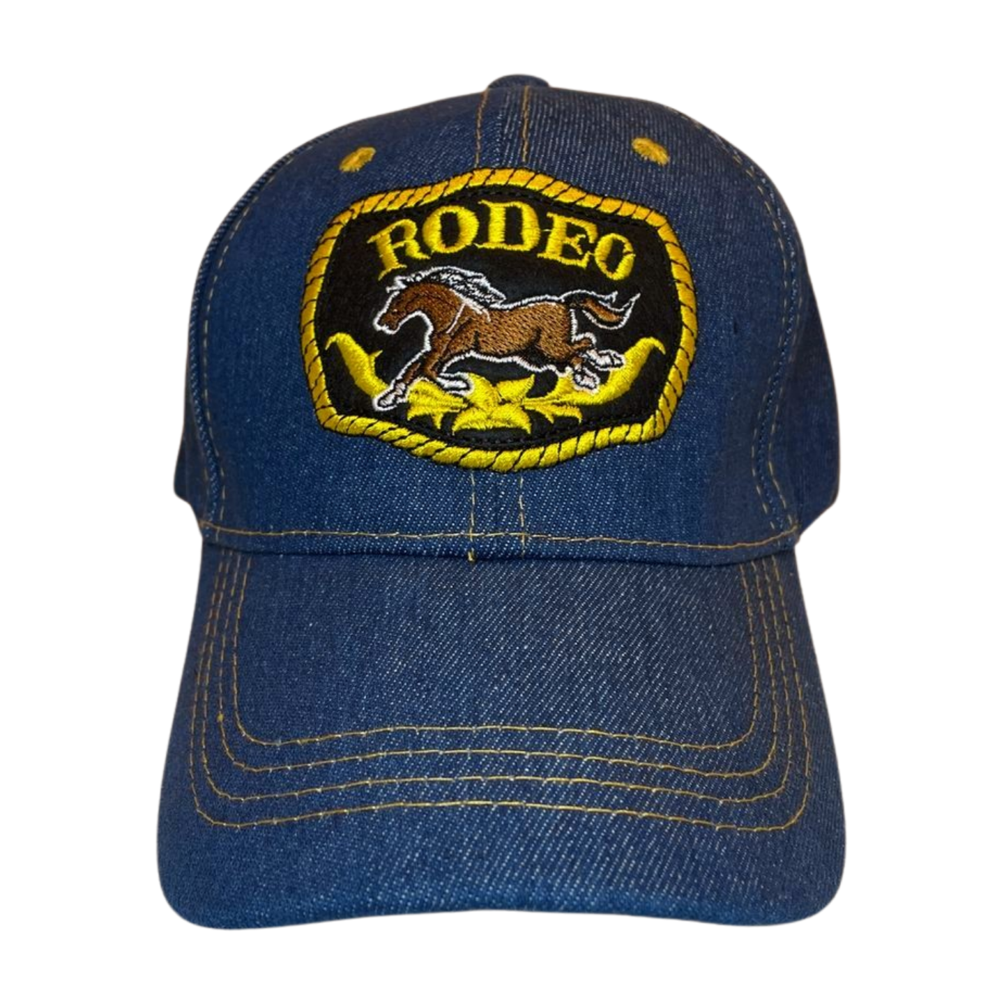 HP cowboy embroidery velcro ball cap - DENIM/BLUE RODEO - Burzip Wholesale