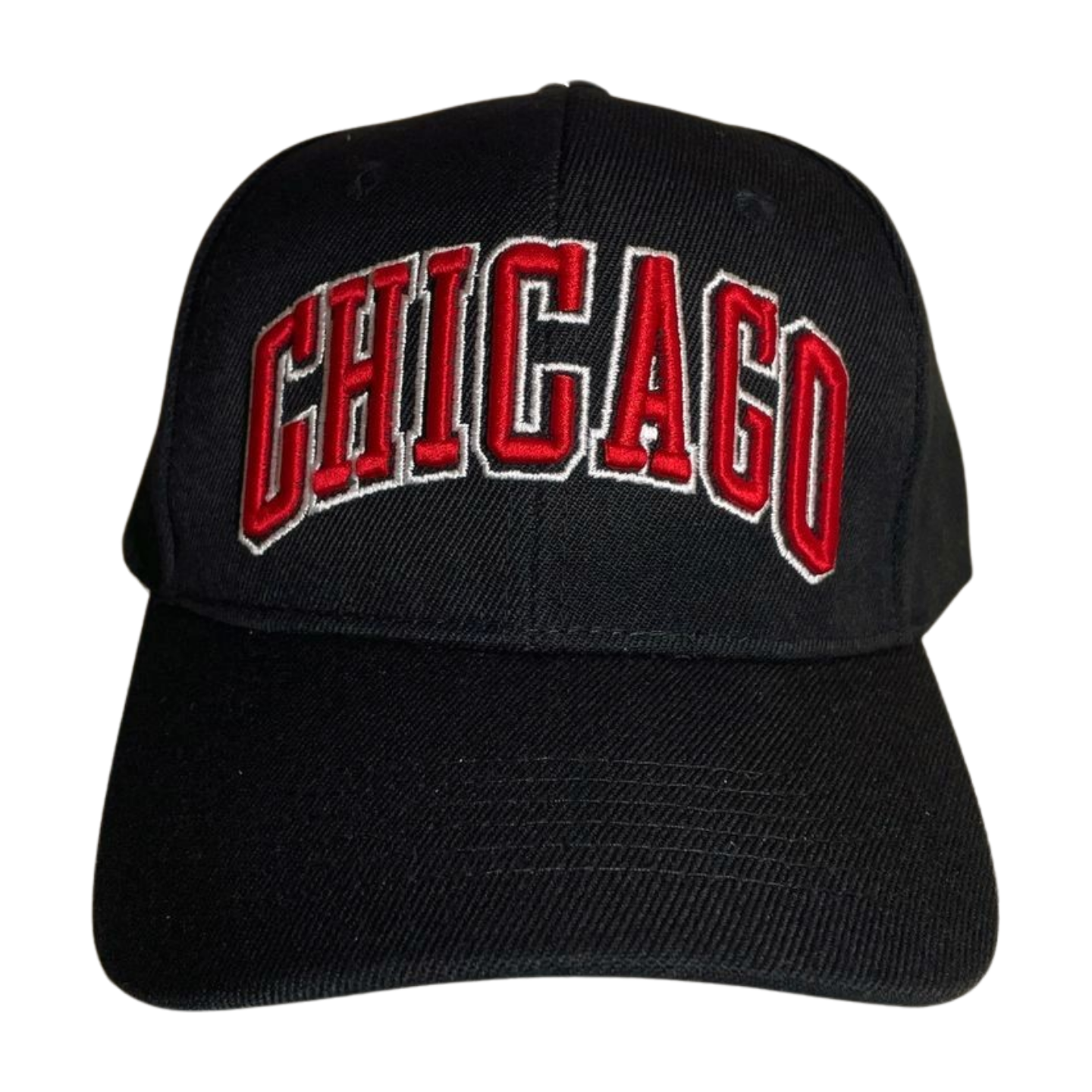 HPV-PK6-CHICAGO EMBROIDERY, VELCRO BALLCAP 6PCS/PACK - BLACK-RED CHICAGO - Burzip Wholesale