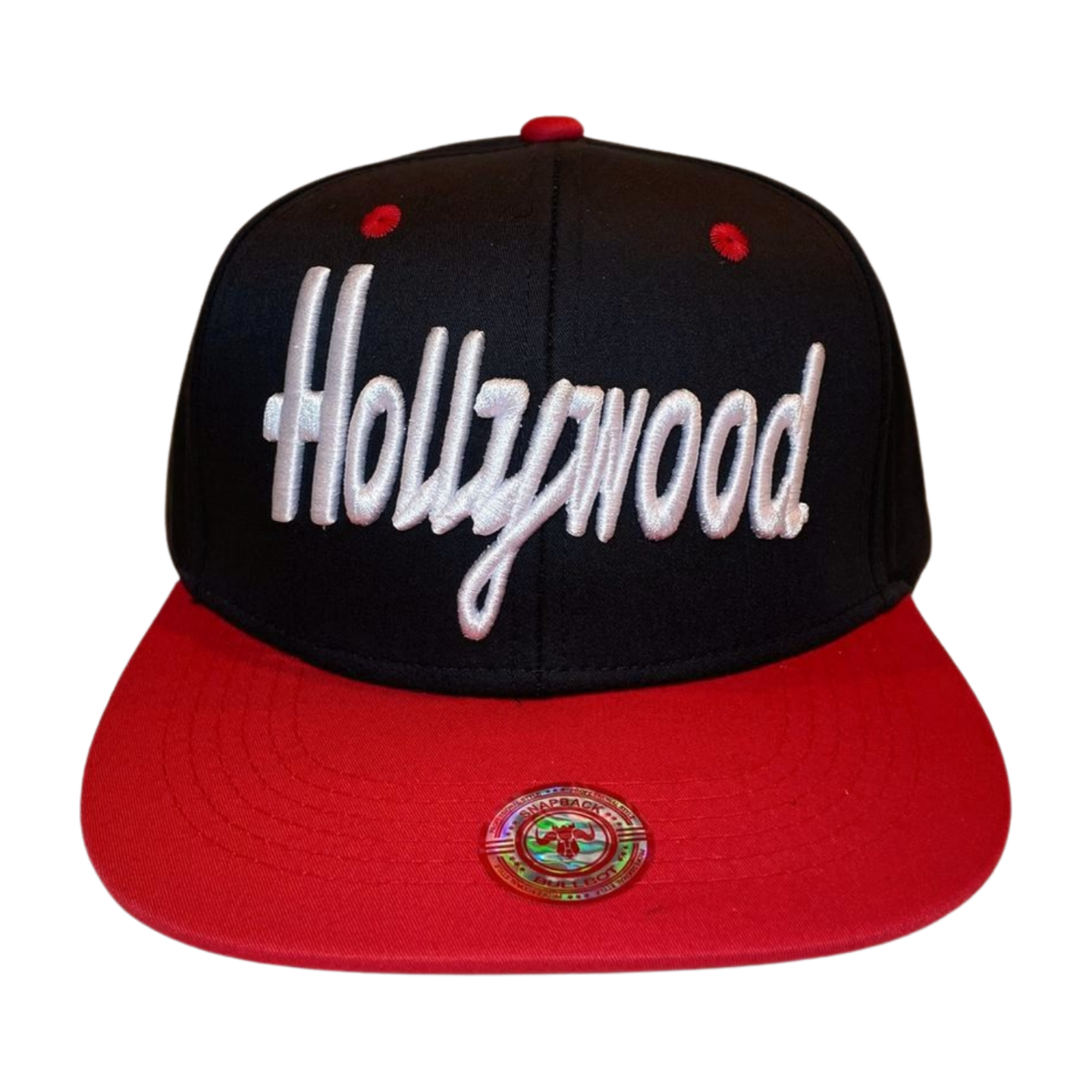 HP HOLLYWOOD EMBROIDERY, FLAT BILL SNAPBACK - BLACK - SOLID - Burzip Wholesale