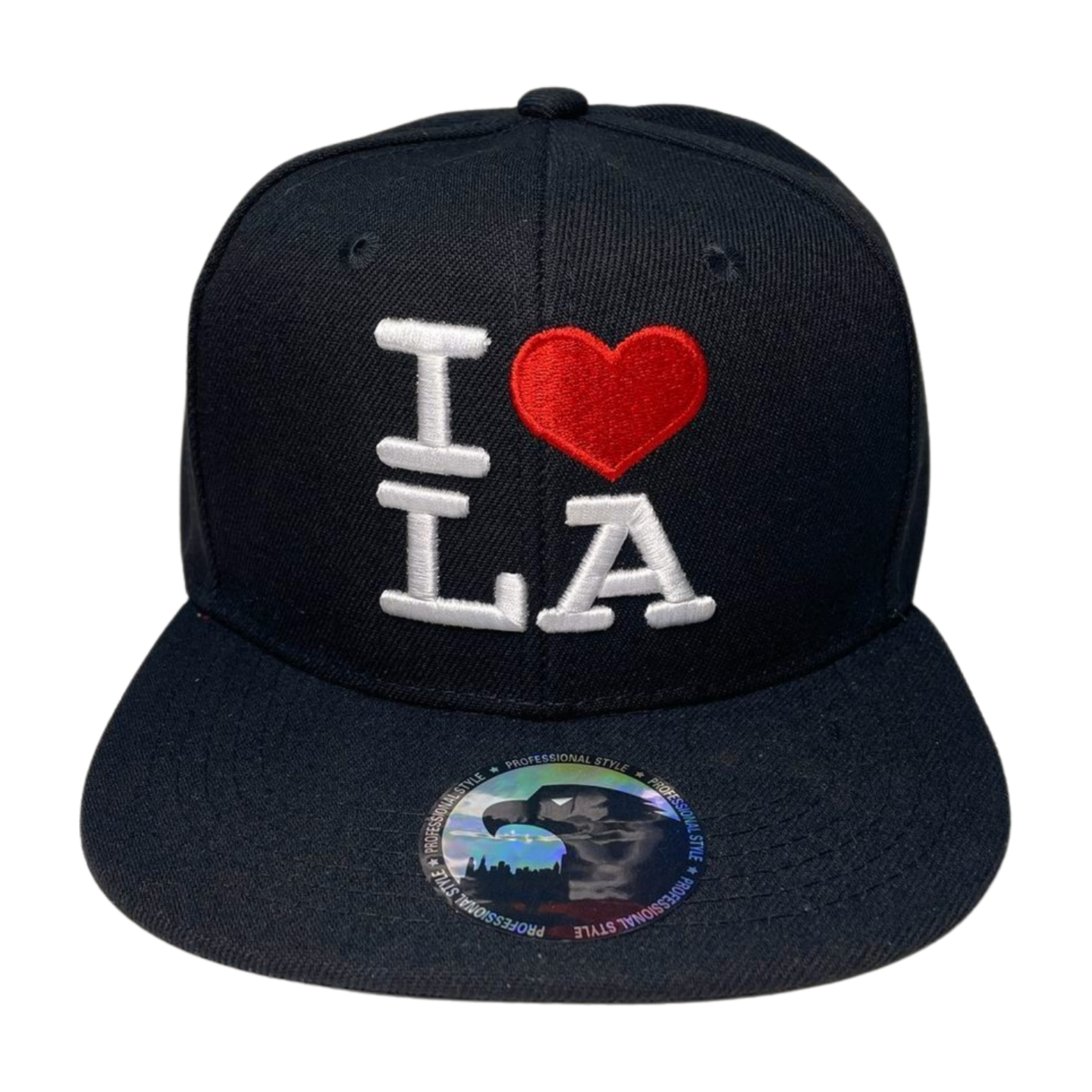 HP I LOVE LA EMBROIDERY, FLAT BILL ACRIL SNAPBACK - BLACK 1 - Burzip Wholesale