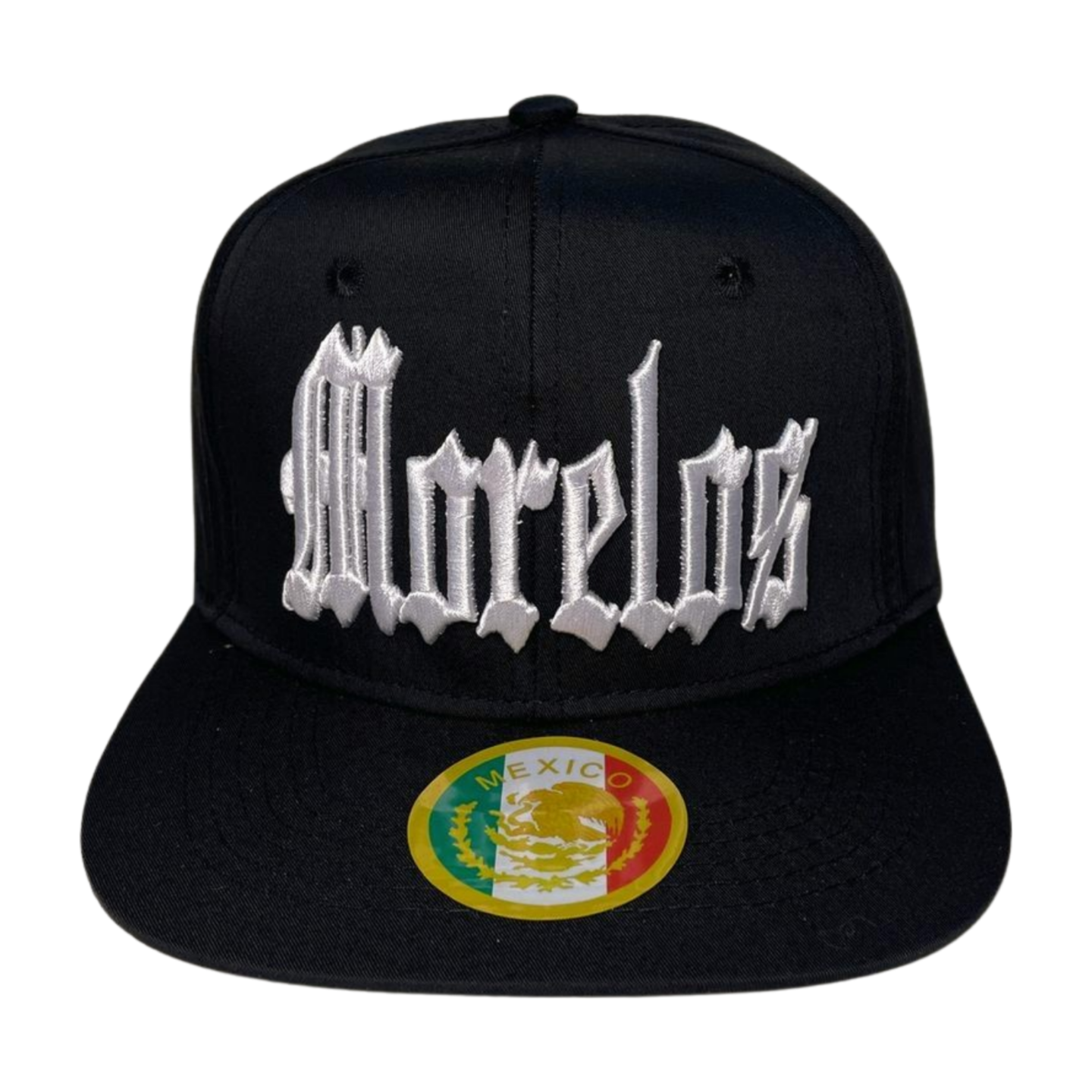 HP CLASSIC LETTER WHT EMBROIDERY ON BLACK CAP FLAT BILL - MORELOS - Burzip Wholesale