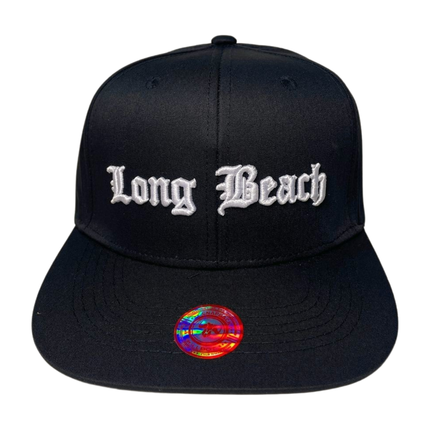 HP CLASSIC LETTER WHT EMBROIDERY ON BLACK CAP FLAT BILL - LONG BEACH - Burzip Wholesale