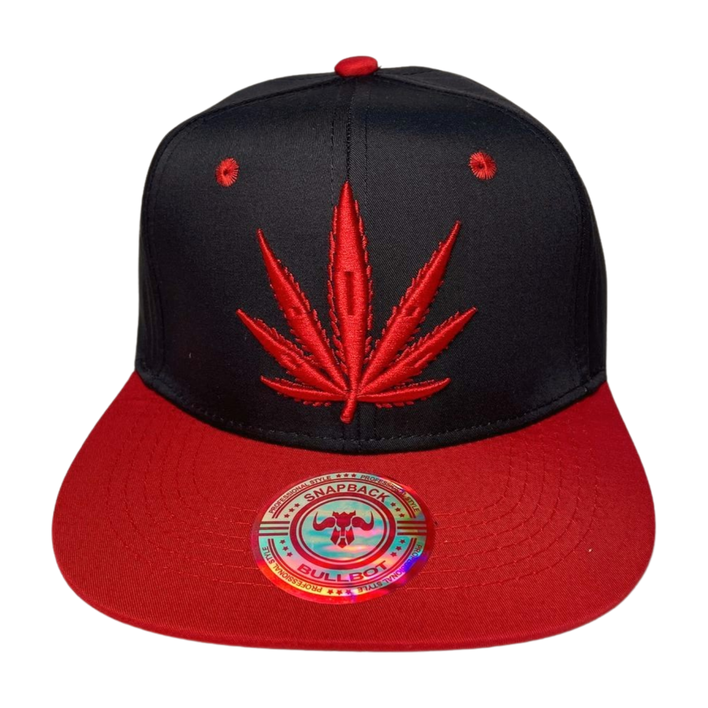 HP LEAVE Marijuana Embroidery Flat Bill Snapback - BLACK/RED-RED - Burzip Wholesale