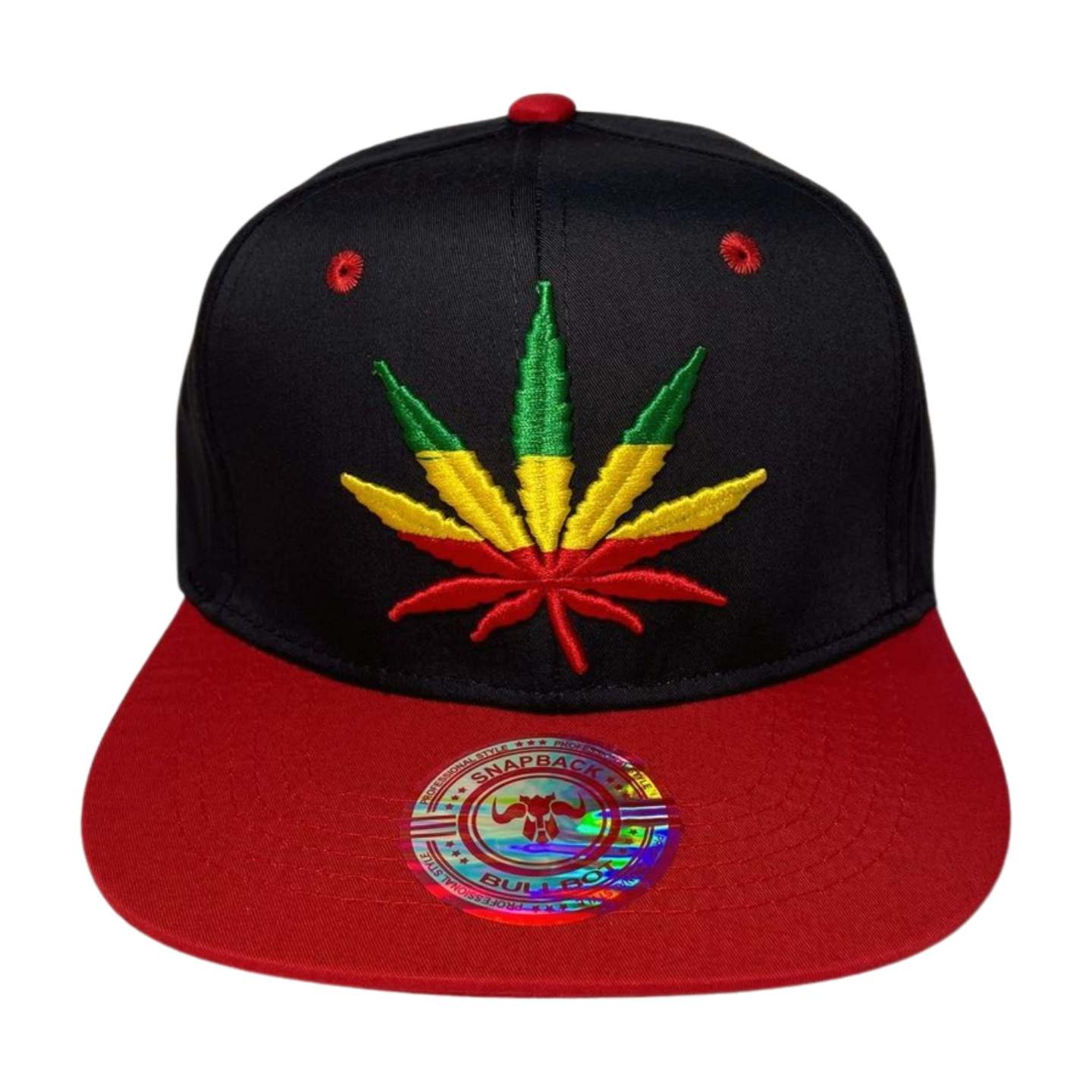 HP LEAVE Marijuana Embroidery Flat Bill Snapback - BLACK/RED-MULTI - Burzip Wholesale
