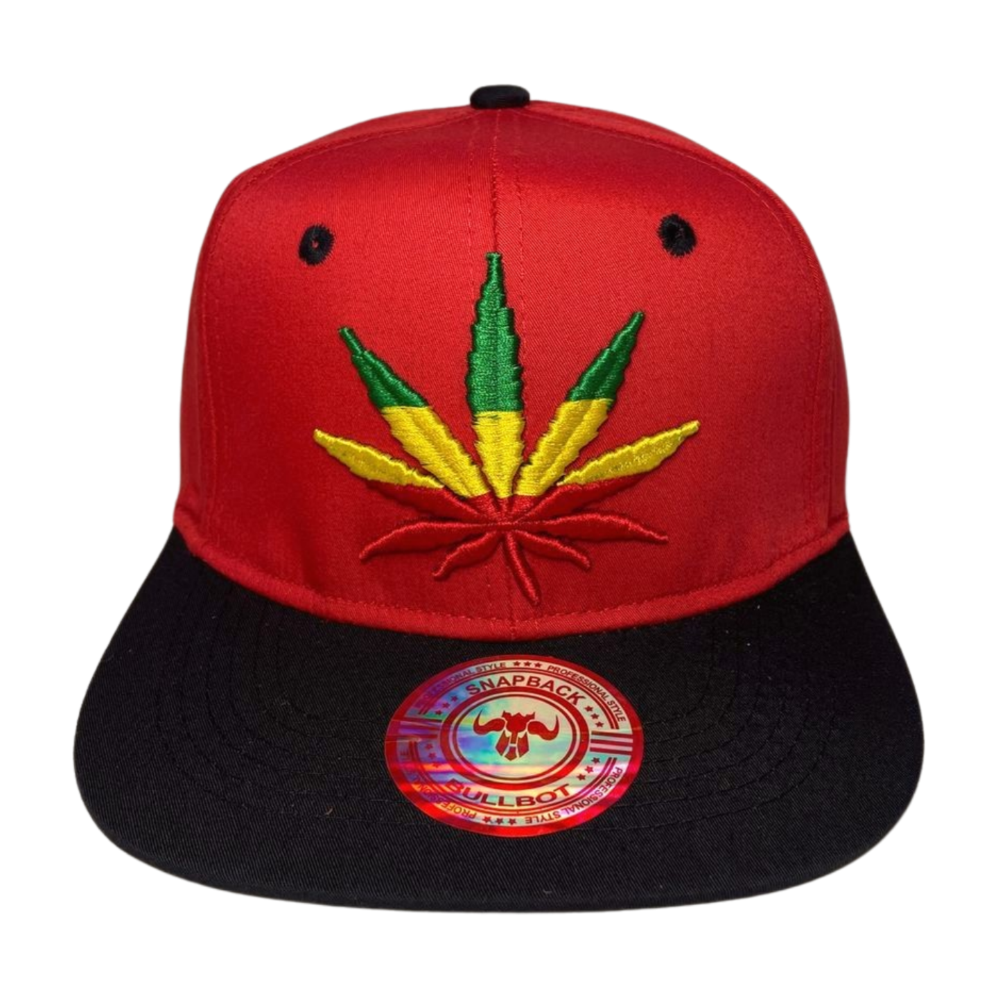 HP LEAVE Marijuana Embroidery Flat Bill Snapback - RED/BLACK-MULTI - Burzip Wholesale