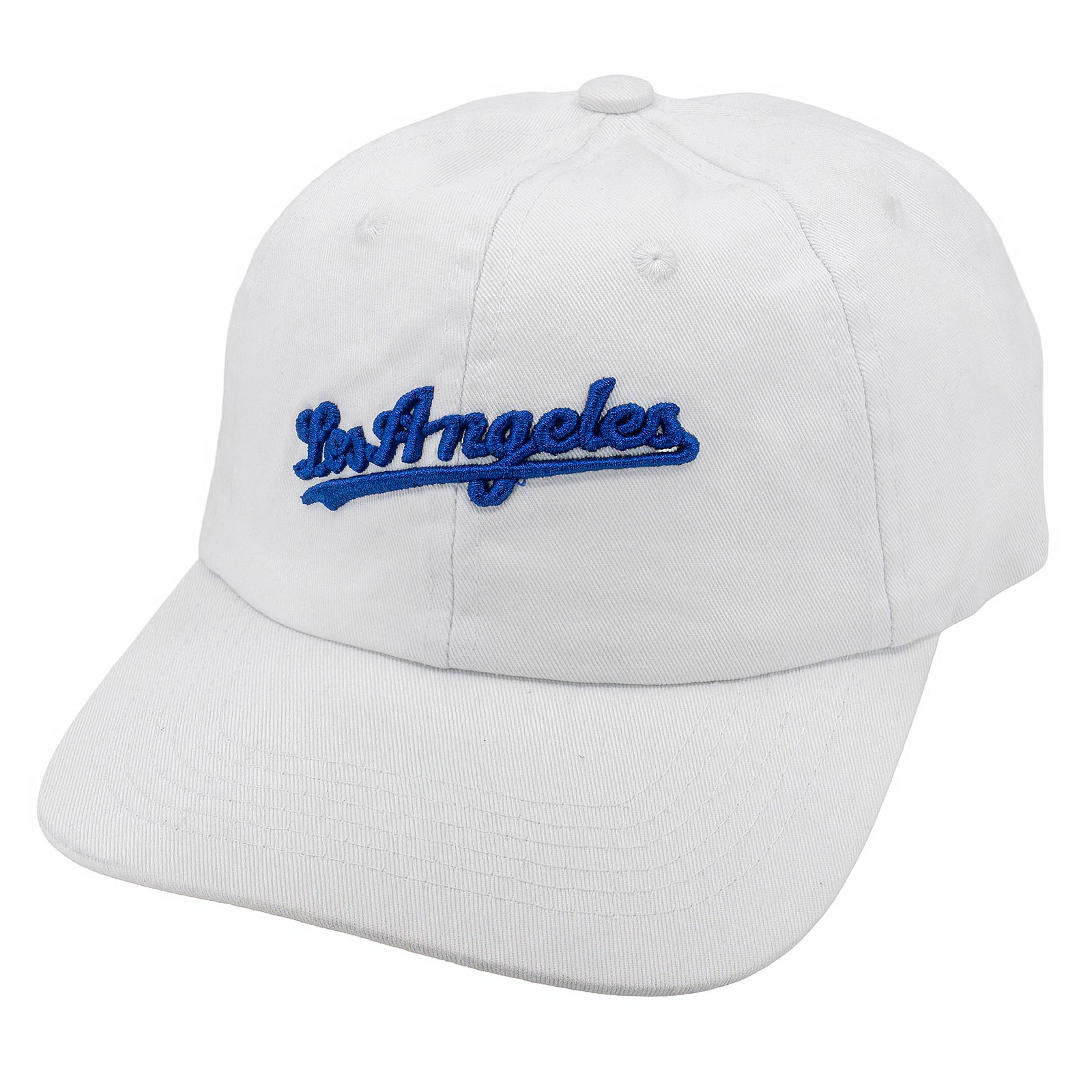Los Angeles Script Angled Embroidered On Cotton Dad Hat Embcdh - BLK/WHT EMBN - Burzip Wholesale