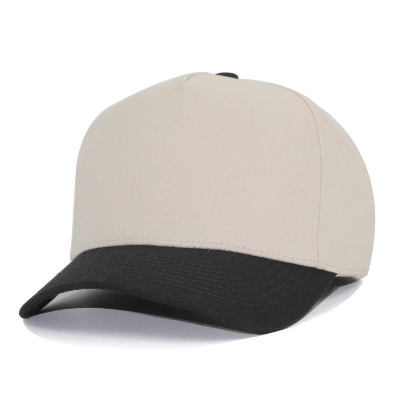 5 Panel Two Tone Structured Snapback Cap Tc - Cream Black - Burzip Wholesale