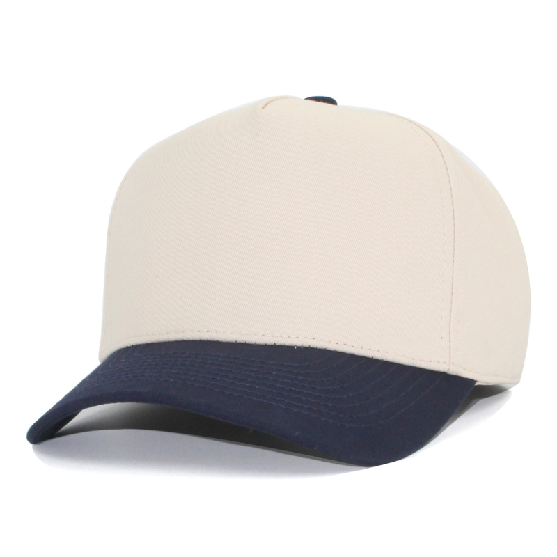 5 Panel Two Tone Structured Snapback Cap Tc - Cream Navy - Burzip Wholesale