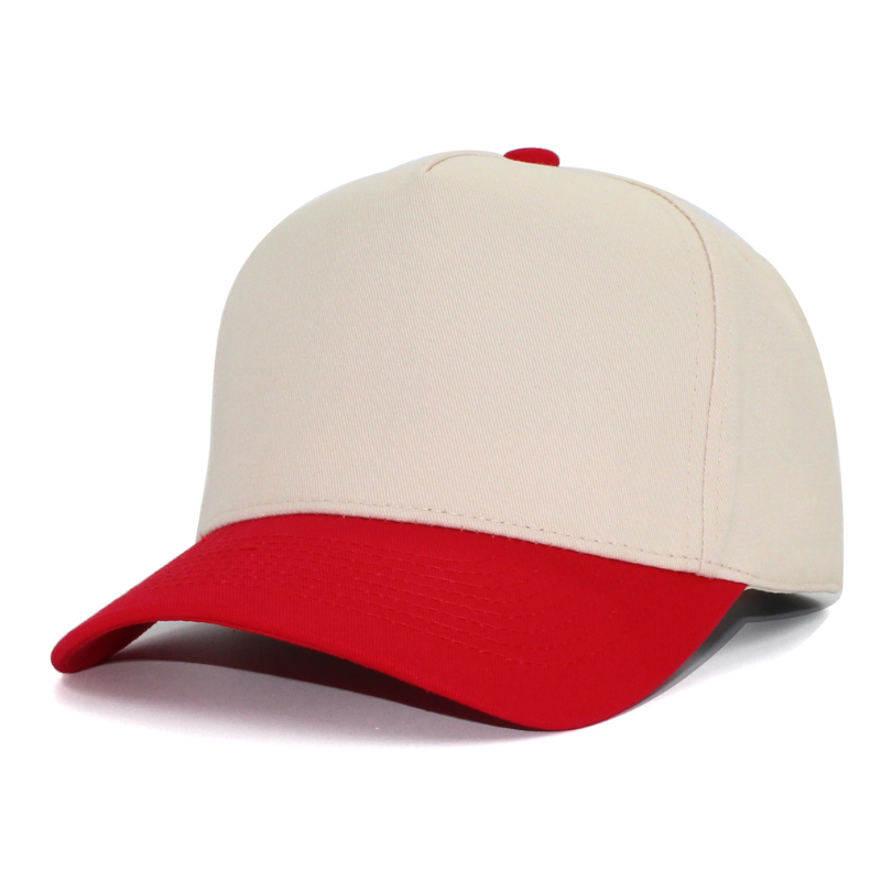 5 Panel Two Tone Structured Snapback Cap Tc - Cream Red - Burzip Wholesale