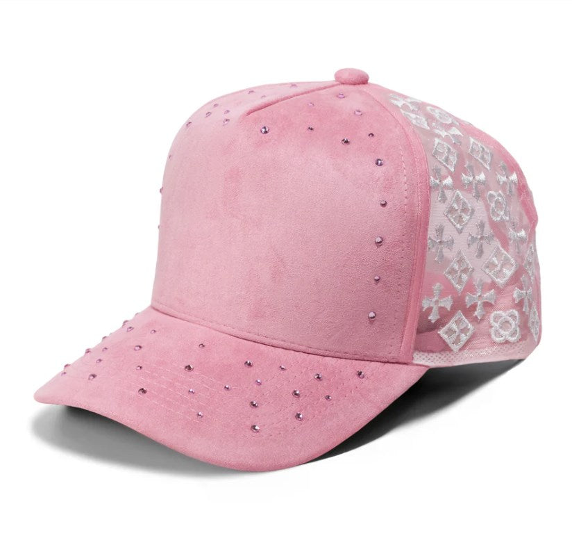 5 Panel Embroidered Side Logo Distressed Baseball Cap #5021 | Procap Wholesale - Pink - Burzip Wholesale