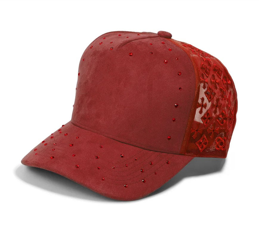 5 Panel Embroidered Side Logo Distressed Baseball Cap #5021 | Procap Wholesale - Red - Burzip Wholesale