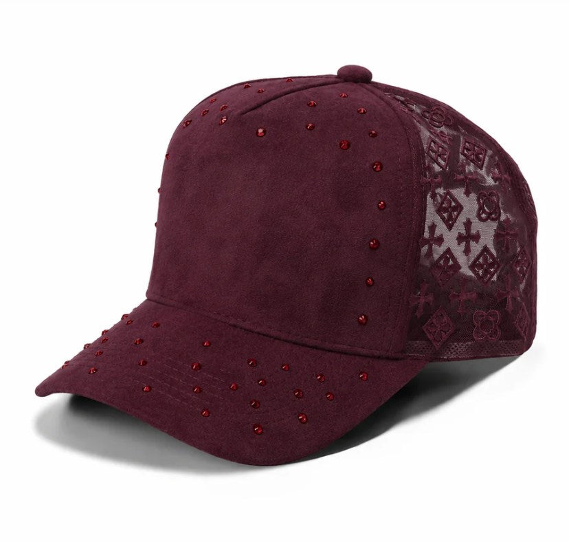 5 Panel Embroidered Side Logo Distressed Baseball Cap #5021 | Procap Wholesale - Wine - Burzip Wholesale