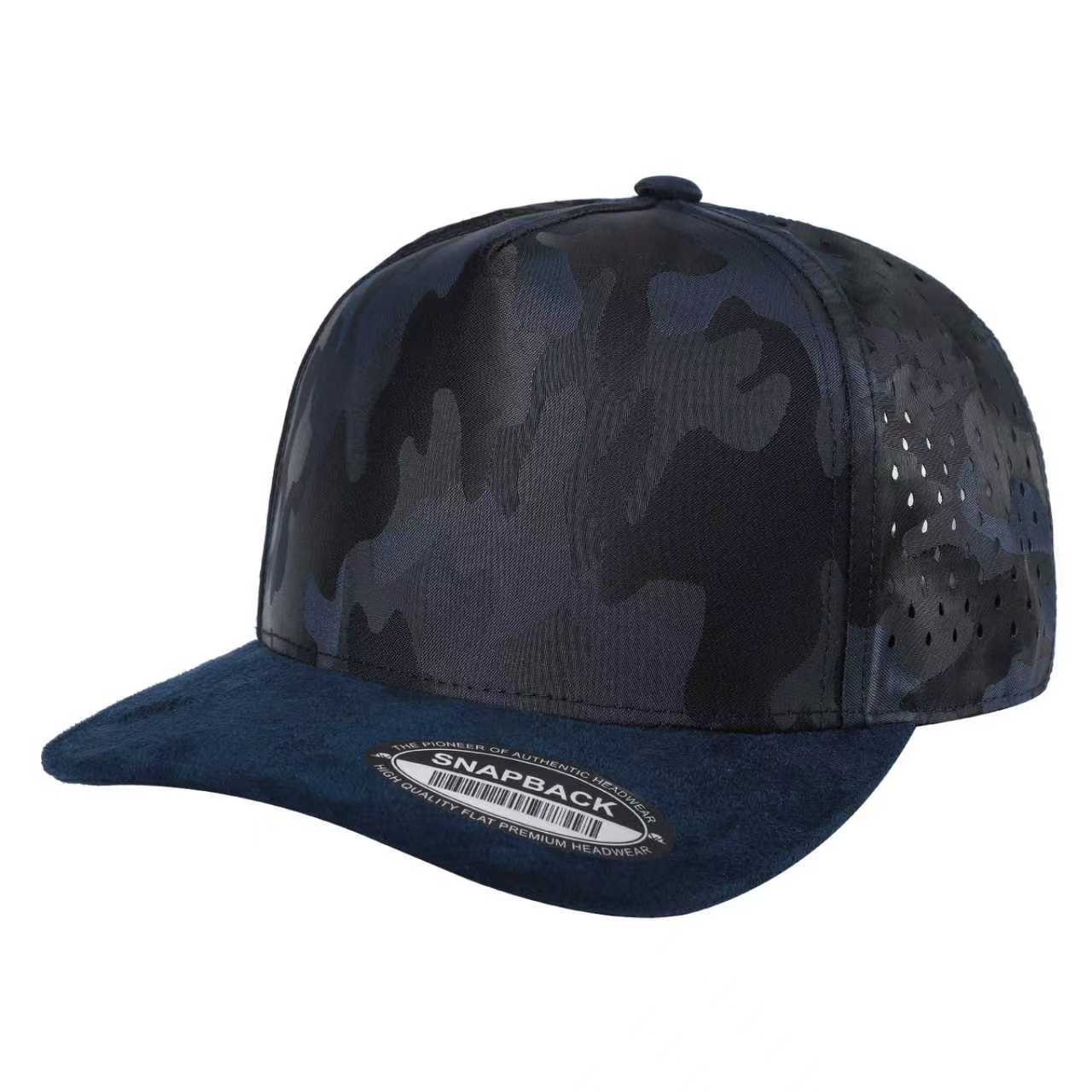 5panel Camo Crown W/ Laser Vented Back and Suede Bill Snapback Tccsl - NAVY - Burzip Wholesale