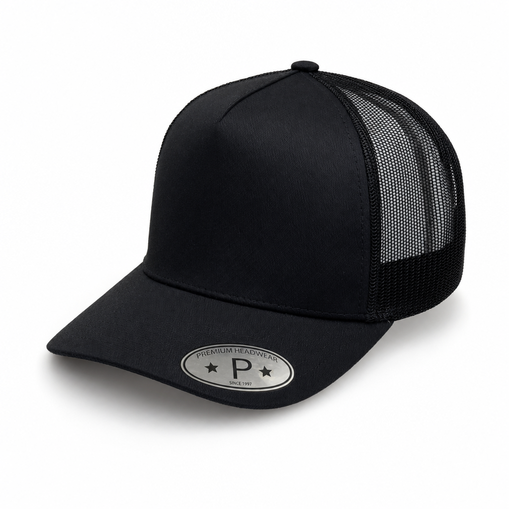 5 Panel Curved Bill Mesh Snapback Mexico Flag Designed Under Bill Plain Cap #506MU-MX in BLACK - Style 5PCMU-MX | Burzip