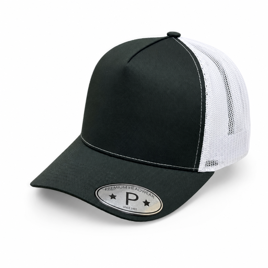 5 Panel Curved Bill Mesh Snapback Mexico Flag Designed Under Bill Plain Cap #506MU-MX in D.GREEN-WHITE - Style 5PCMU-MX | Burzip