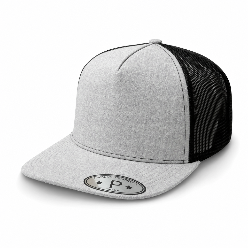 5 Panel High Profile Flat Bill Mesh Trucker Cap #5PFM