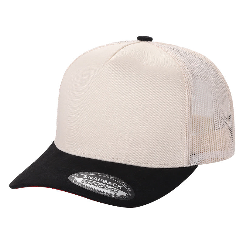 5panel Twillcrown Mesh Back Suede Bill Blank Caps Tcms - TAN/RED - Burzip Wholesale