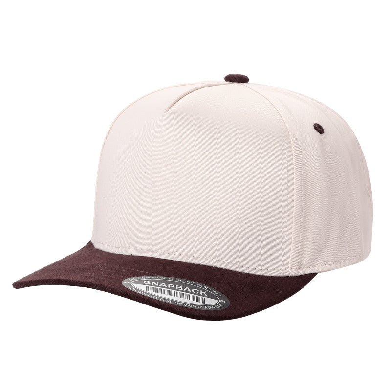 5panel Twill Head Suede Bill Blank Caps Tcs - TAN/SKY - Burzip Wholesale