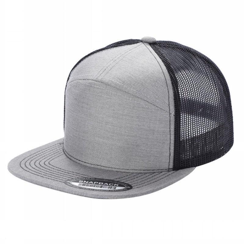 7panel Flatbill Trucker Mesh Snapback Blank Hats 7ftm - 2-Charcoal/wht - Burzip Wholesale