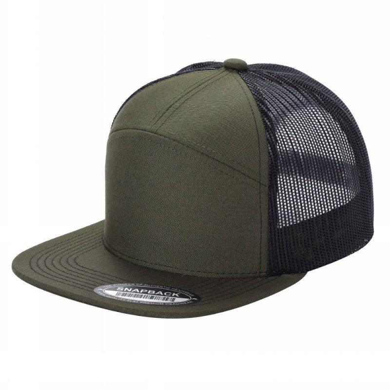 7panel Flatbill Trucker Mesh Snapback Blank Hats 7ftm - 2-D.green/blk - Burzip Wholesale