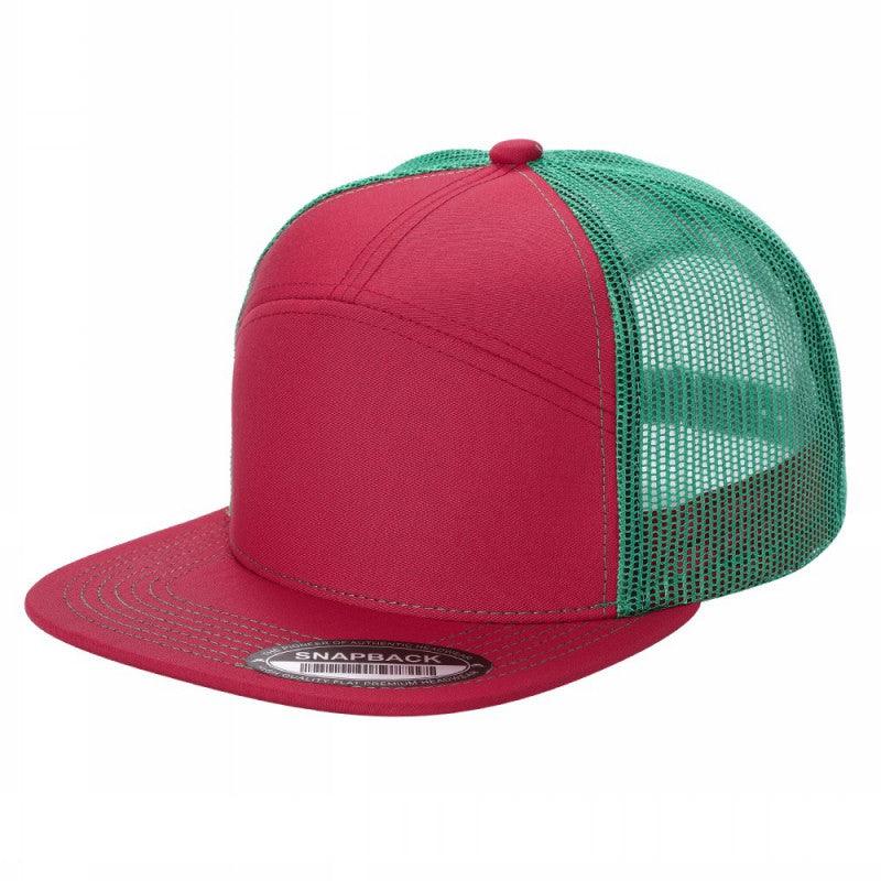7panel Flatbill Trucker Mesh Snapback Blank Hats 7ftm - 2-DH.GREY/WHT - Burzip Wholesale