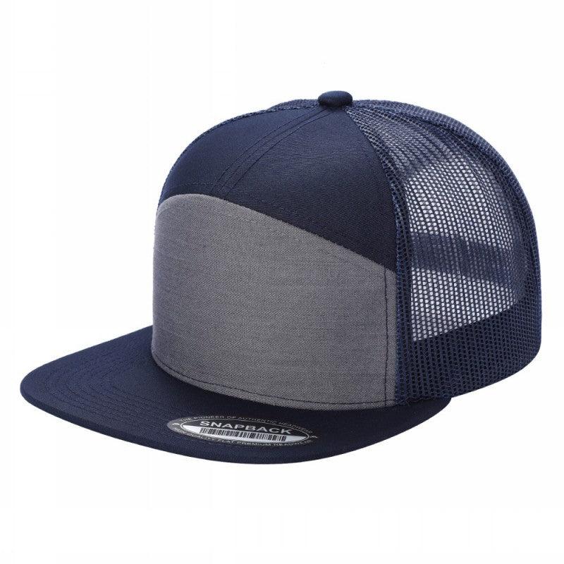 7panel Flatbill Trucker Mesh Snapback Blank Hats 7ftm - 2-Red/wht - Burzip Wholesale