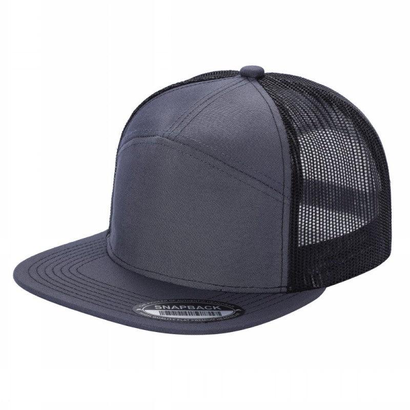 7panel Flatbill Trucker Mesh Snapback Blank Hats 7ftm - 2-Red/BLK - Burzip Wholesale