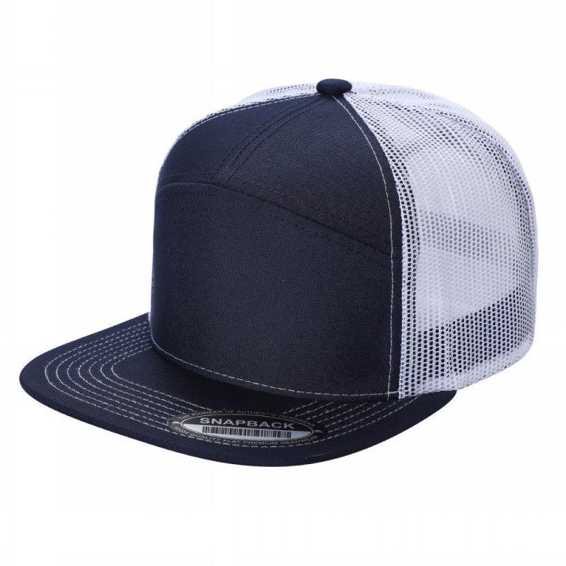 7panel Flatbill Trucker Mesh Snapback Blank Hats 7ftm - selected color - Burzip Wholesale