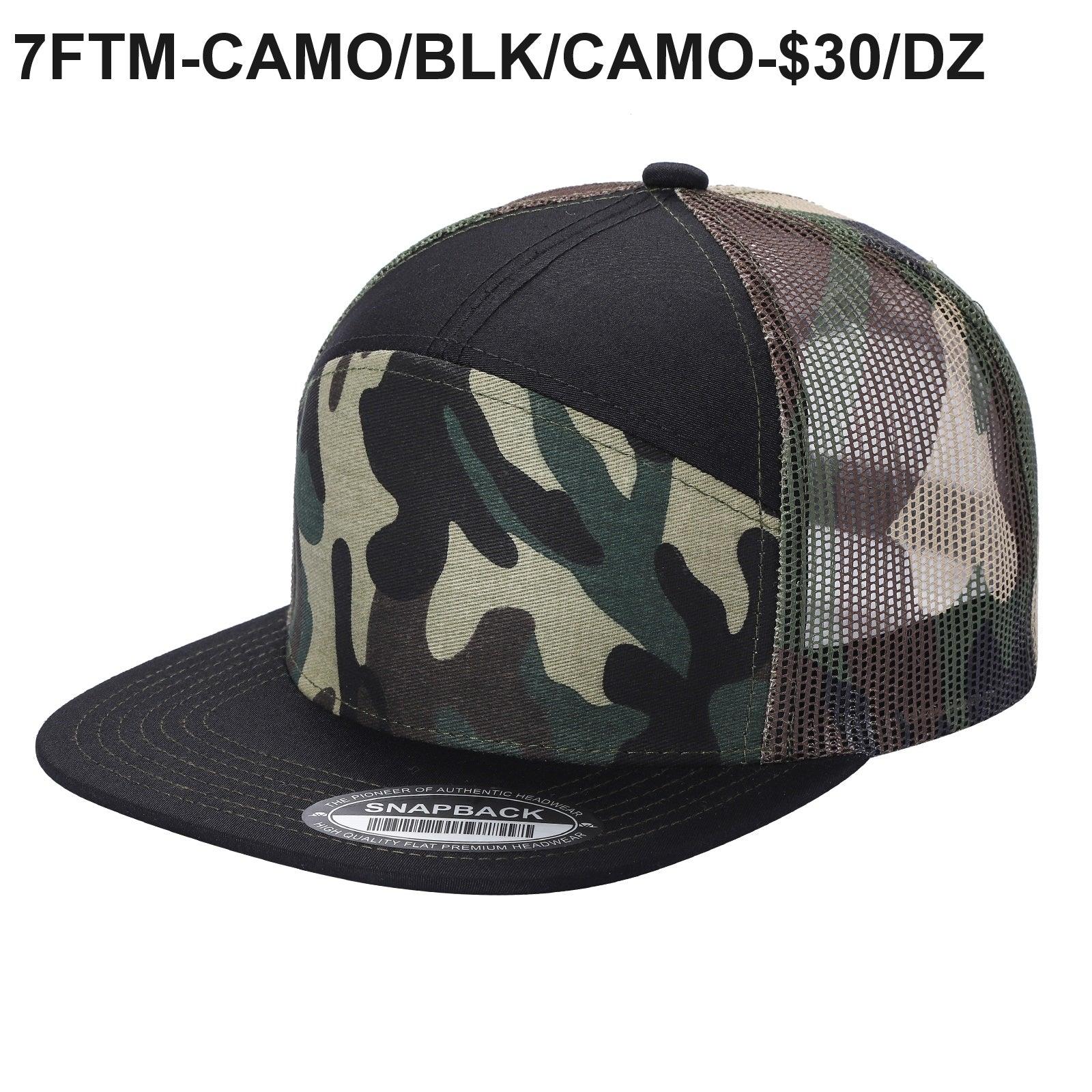 7panel Flatbill Trucker Mesh Snapback Blank Hats 7ftm - selected color - Burzip Wholesale