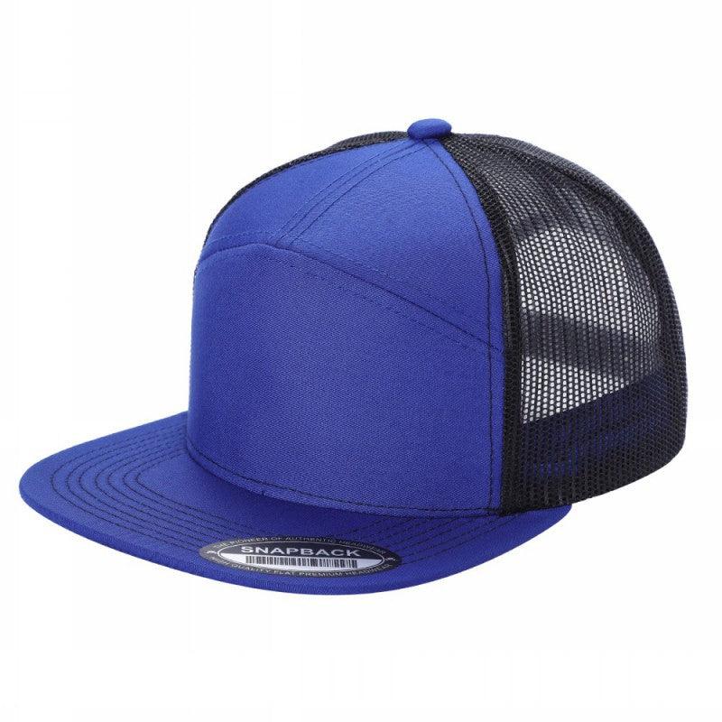 7panel Flatbill Trucker Mesh Snapback Blank Hats 7ftm - 2-Blk/gold - Burzip Wholesale
