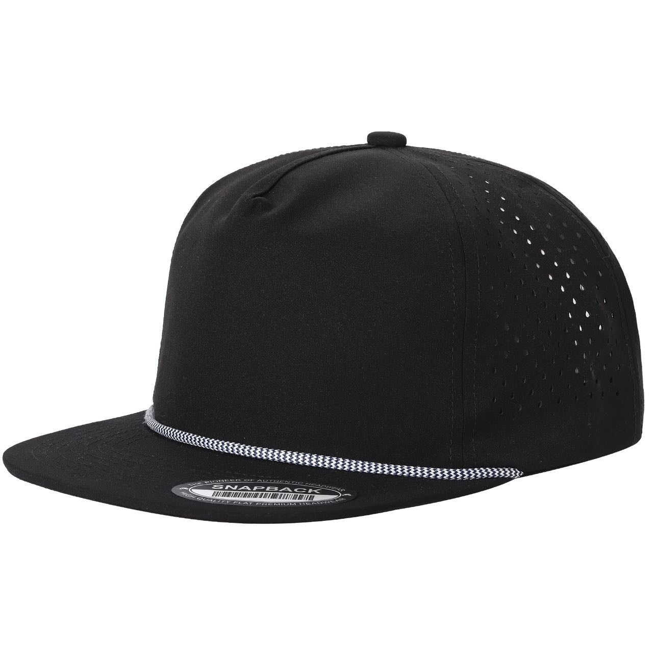 5panel Unstructured Crown W/ Laser Back W/ Rope Flatbill Water Proof Fabric 5wpr - selected color - Burzip Wholesale