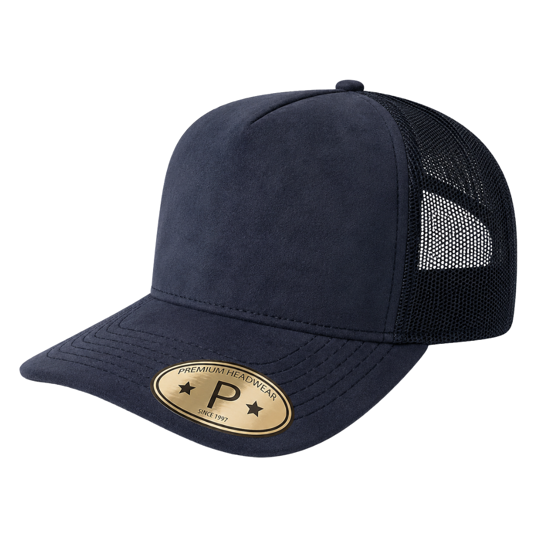 5Panel Suede Front Mesh Back Trucker Cap for Burning Art sum 520 - OLIVE - Burzip Wholesale