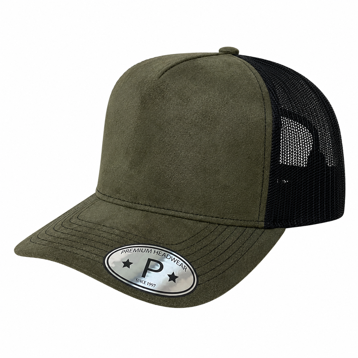 5Panel Suede Front Mesh Back Trucker Cap for Burning Art sum 520 - GREY/BLK - Burzip Wholesale