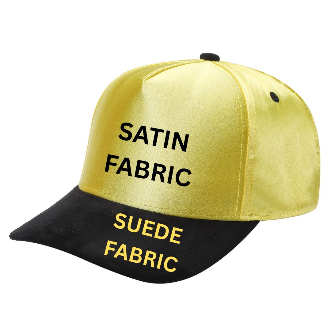 SATIN CROWN & SUEDE BILL 5PANEL SNAP BACK-PREPACK tcsts - BLACK/BLACK - Burzip Wholesale