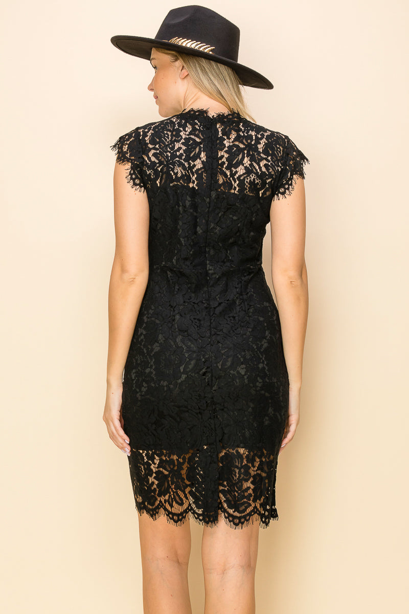 SD0140-1PC-BODYCON LACE MIDI DRESS-$22 (Display Sample) - Red / M - Burzip Wholesale