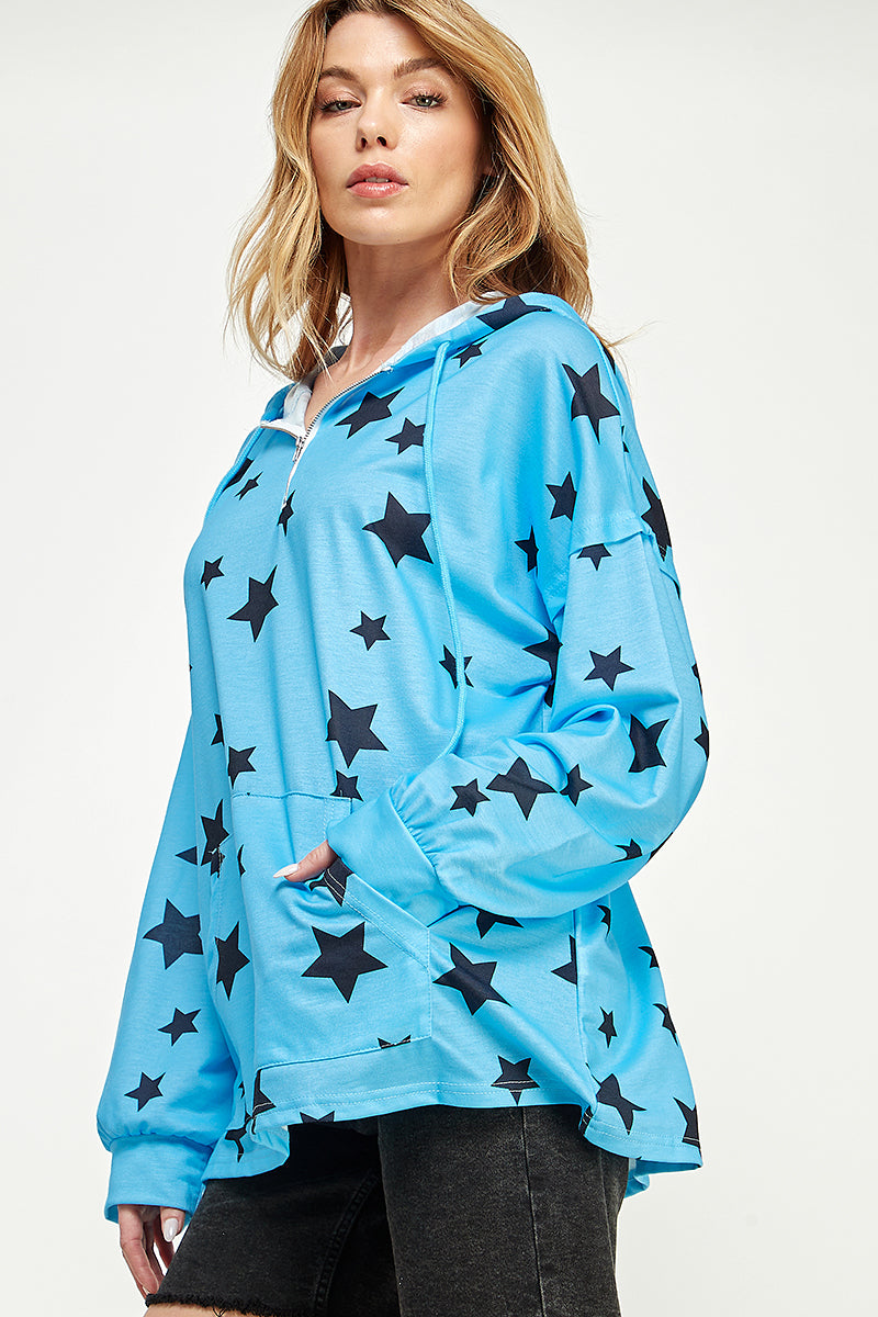 ST0181 Long Sleeve Zipper Hoodie Drawstring Top. - selected color - Burzip Wholesale