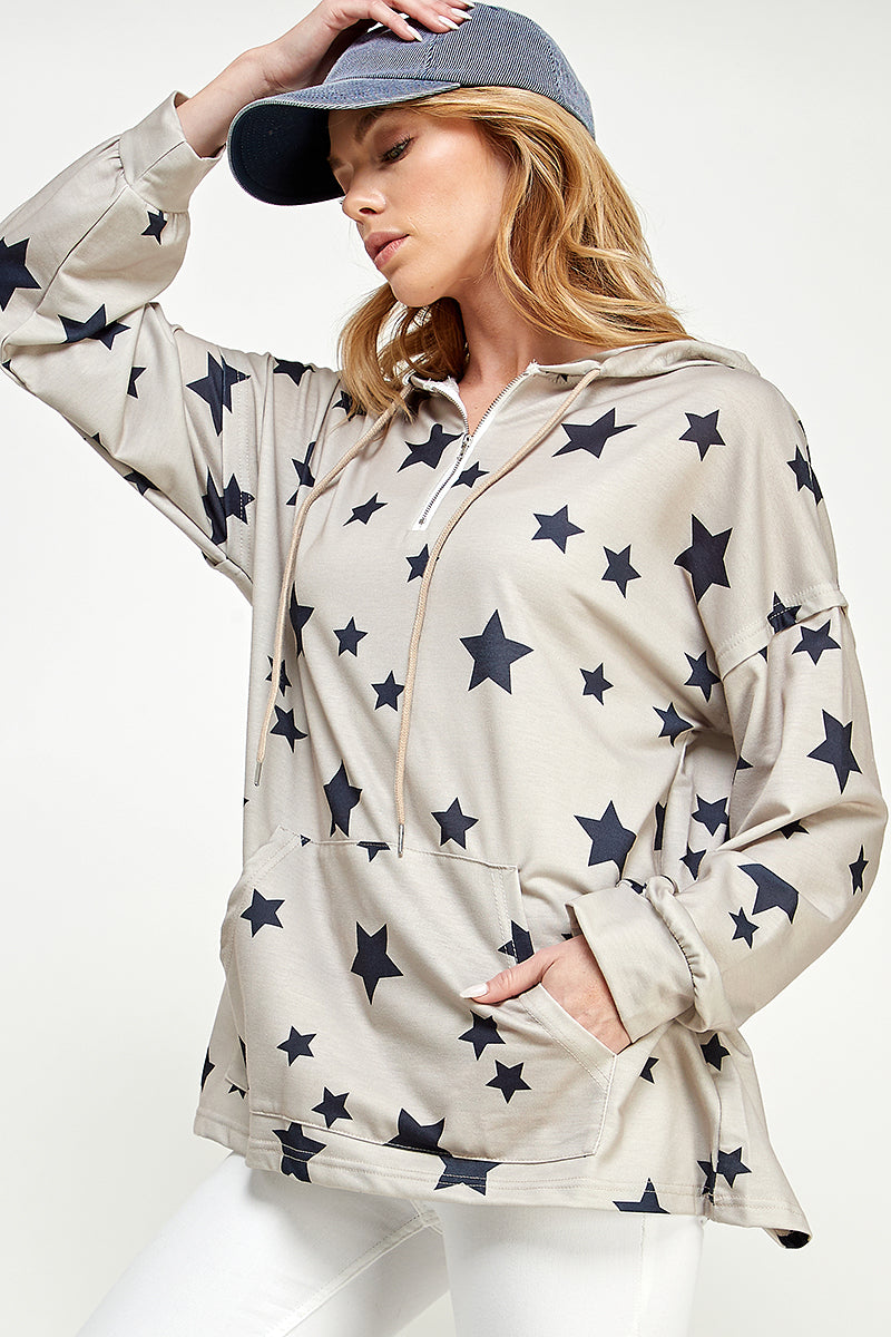 ST0181 Long Sleeve Zipper Hoodie Drawstring Top. - BLUE - XL - Burzip Wholesale