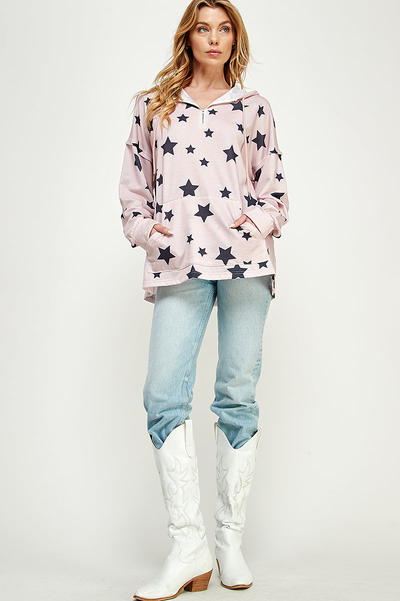 ST0181 Long Sleeve Zipper Hoodie Drawstring Top. - selected color - Burzip Wholesale