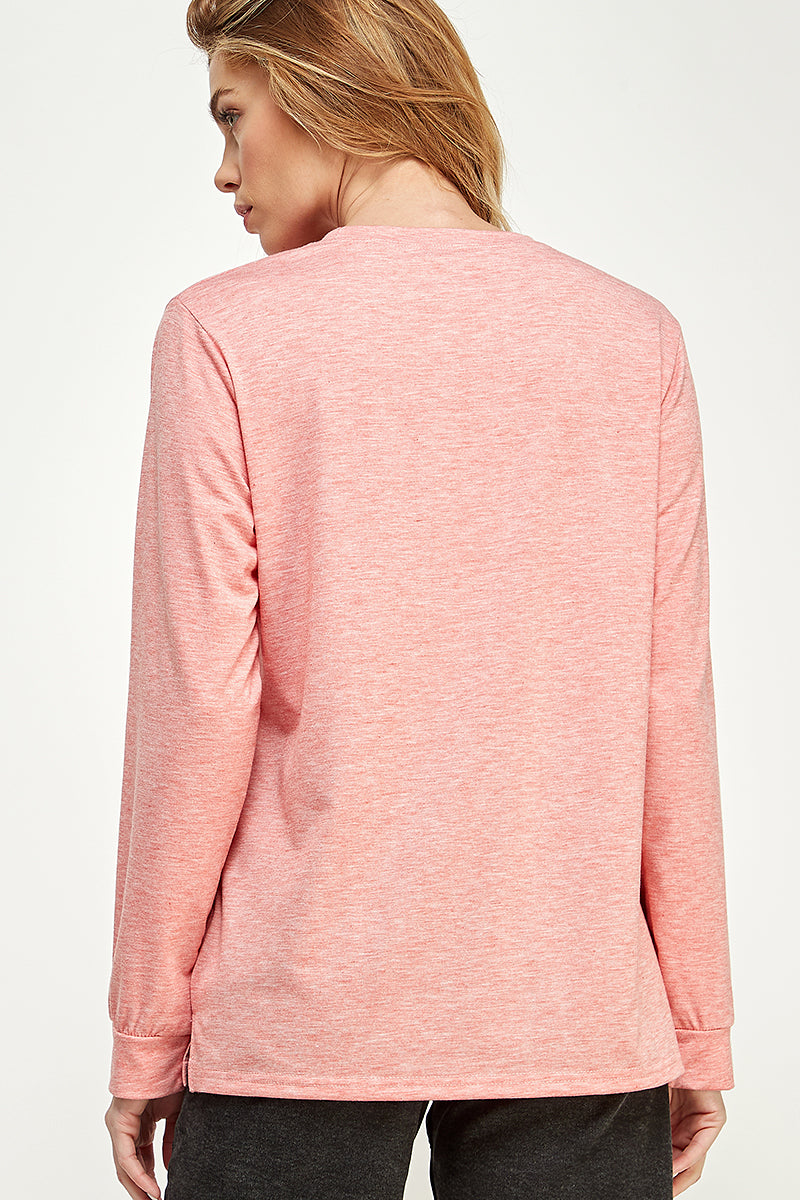 ST0189-1pc-LONG SLEEVE ROUND NECK WITH POCKET SIDE TOPS-$18 (Sample For Display) - selected color - Burzip Wholesale