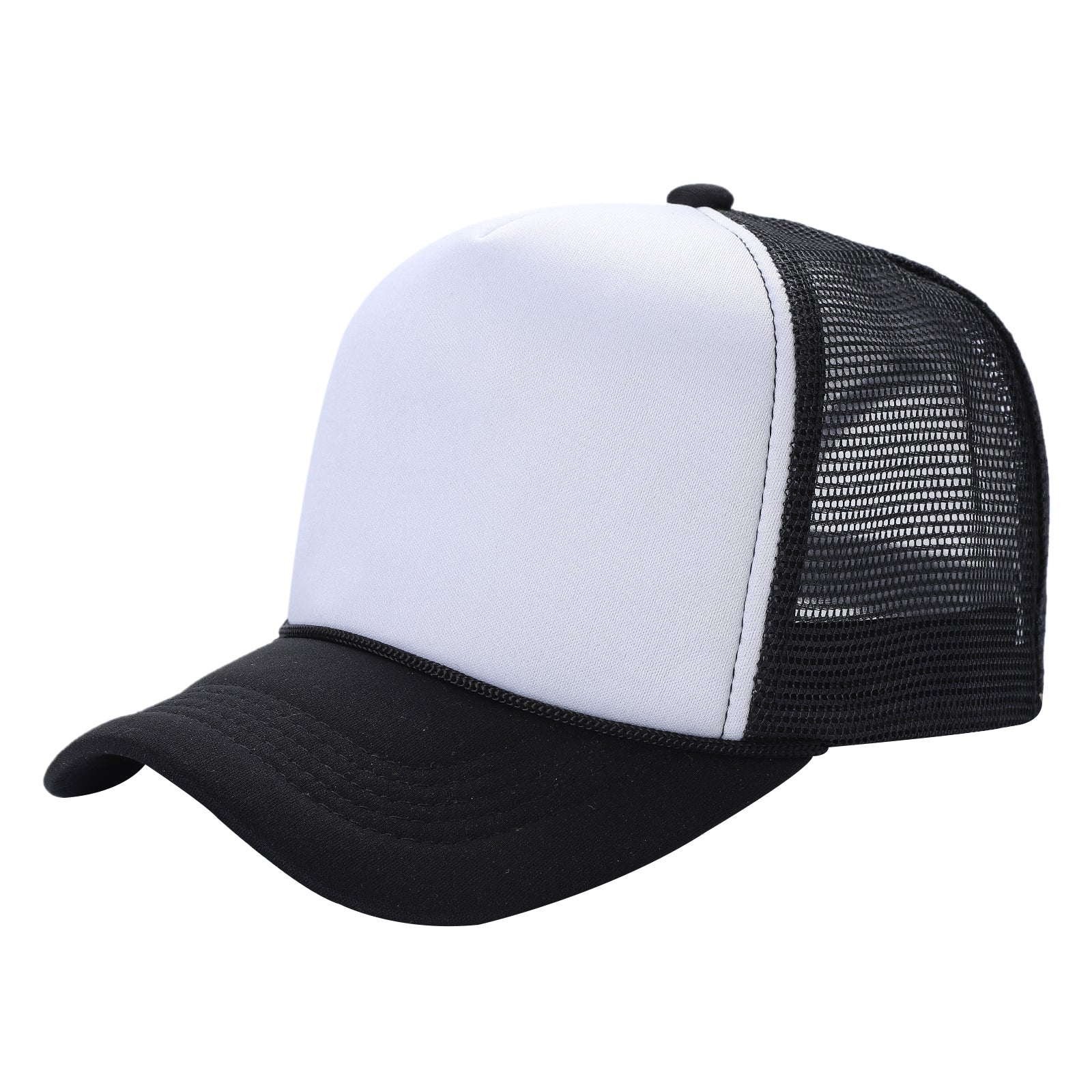 Sponge Foam Trucker Mesh for Kids 5panel Adult Unisex Stm - WHT/BLK - Burzip Wholesale