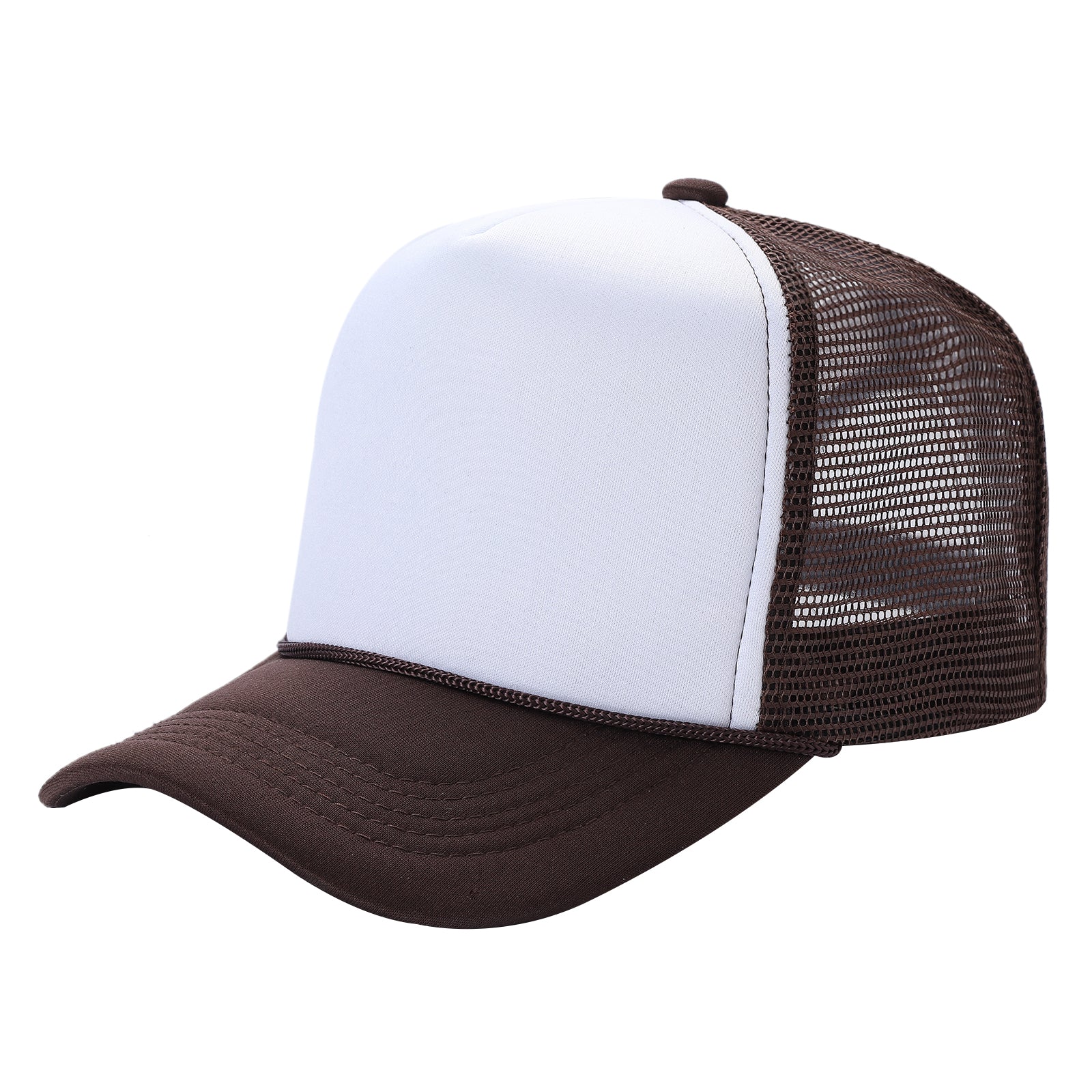 Sponge Foam Trucker Mesh for Kids 5panel Adult Unisex Stm - WHT/BROWN - Burzip Wholesale
