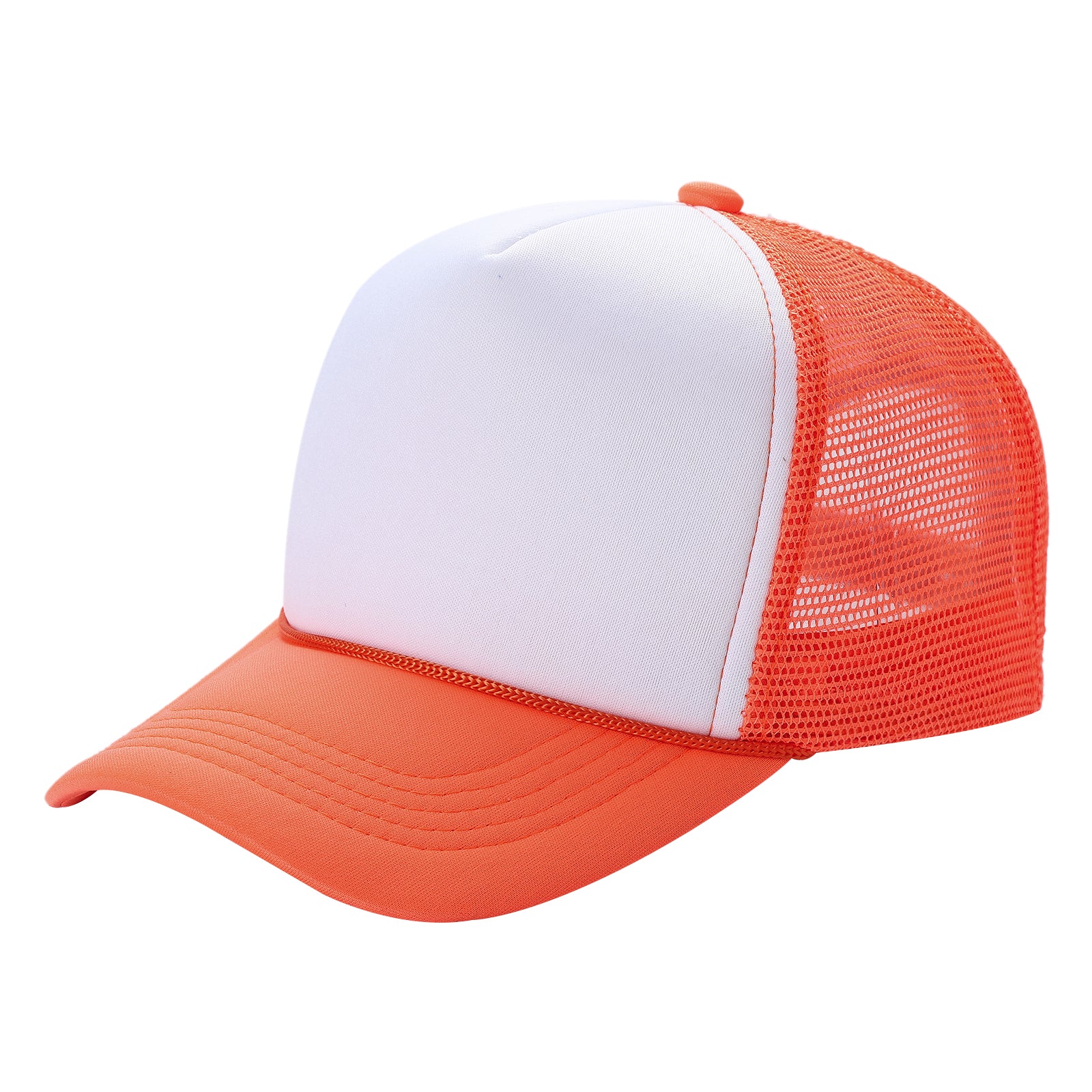 Sponge Foam Trucker Mesh for Kids 5panel Adult Unisex Stm - WHT/N.ORANGE - Burzip Wholesale