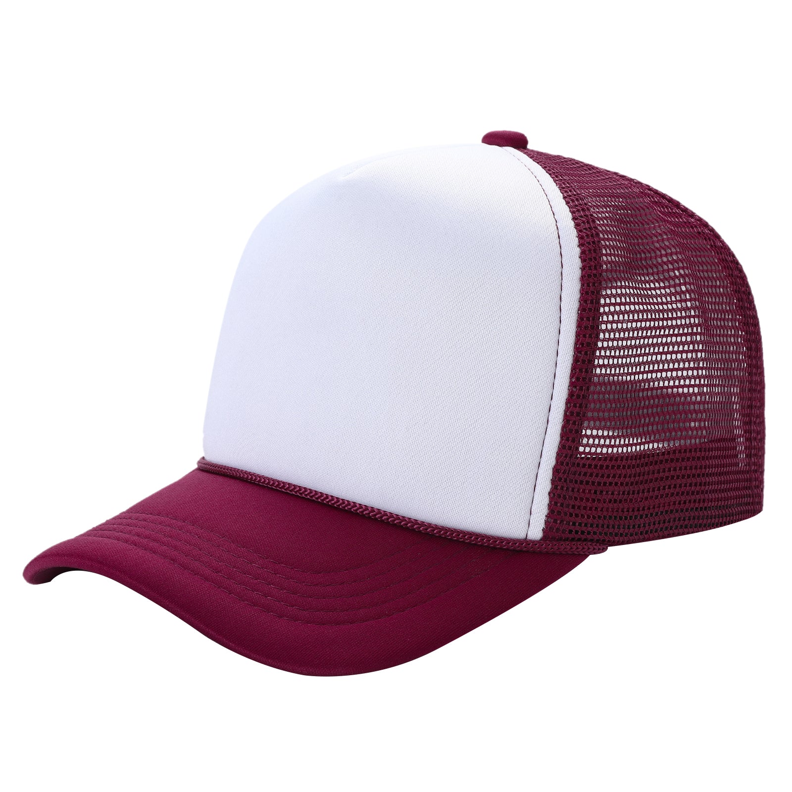Sponge Foam Trucker Mesh for Kids 5panel Adult Unisex Stm - WHT/WINE - Burzip Wholesale